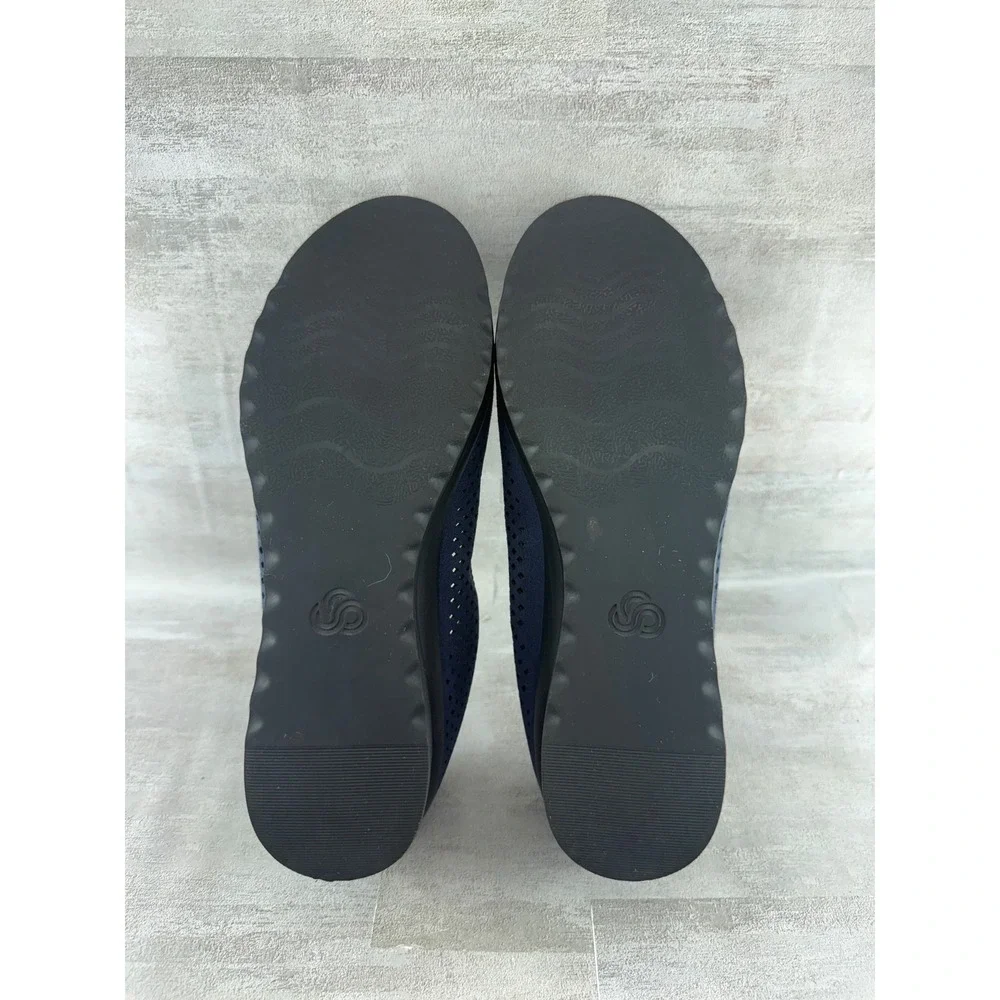Clarks Cloudsteppers Women Navy Blue Perforated Wedge Pumps Sz 8.5W 261320375060